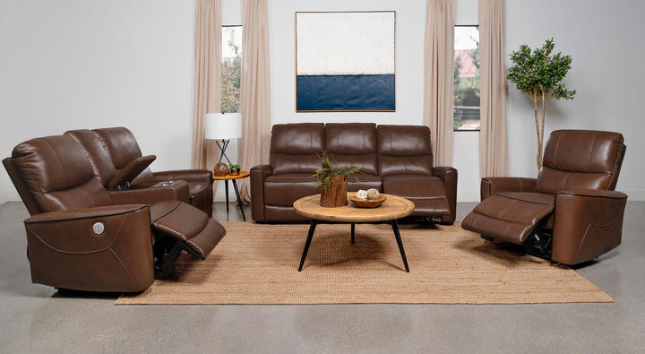Greenfield - Upholstered Power Reclining Sofa - Saddle Brown