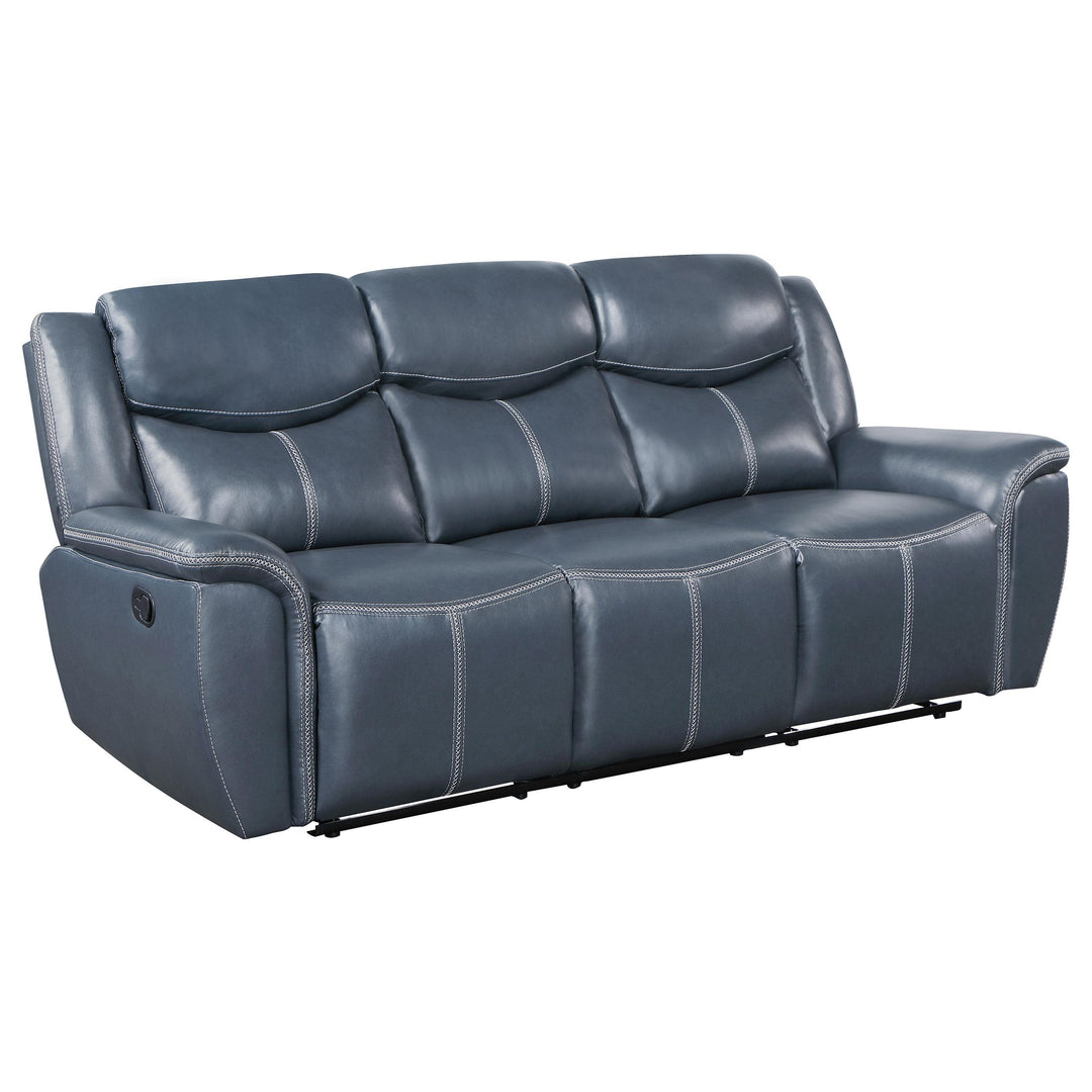 Coaster Furniture 610271 Sloane Upholstered Padded Arm Reclining Sofa Blue