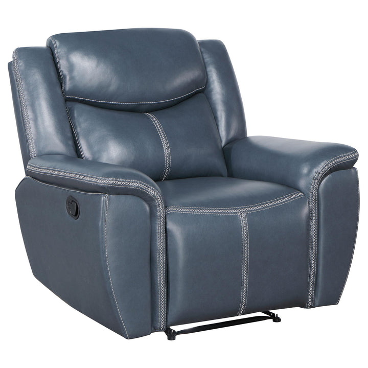 Coaster Furniture 610273 Sloane Upholstered Padded Arm Recliner Chair Blue