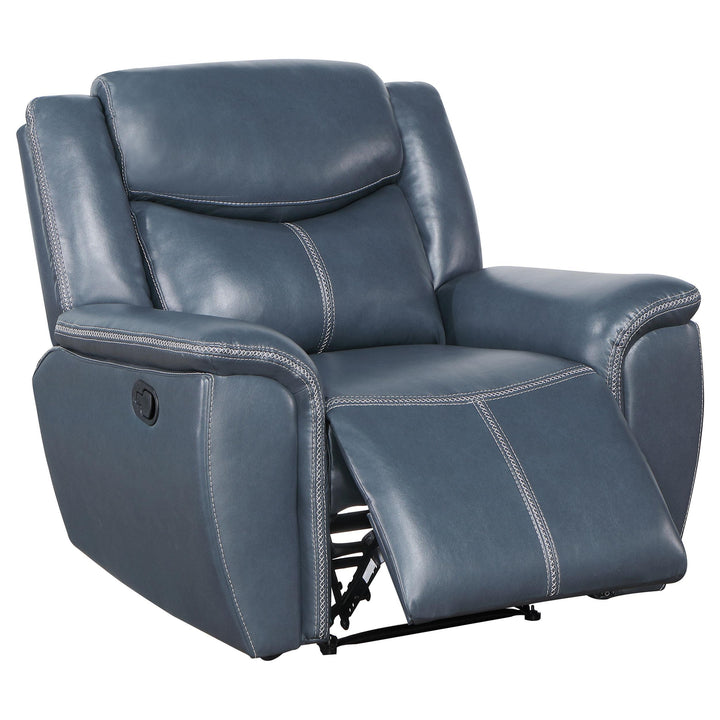 Coaster Furniture 610273 Sloane Upholstered Padded Arm Recliner Chair Blue