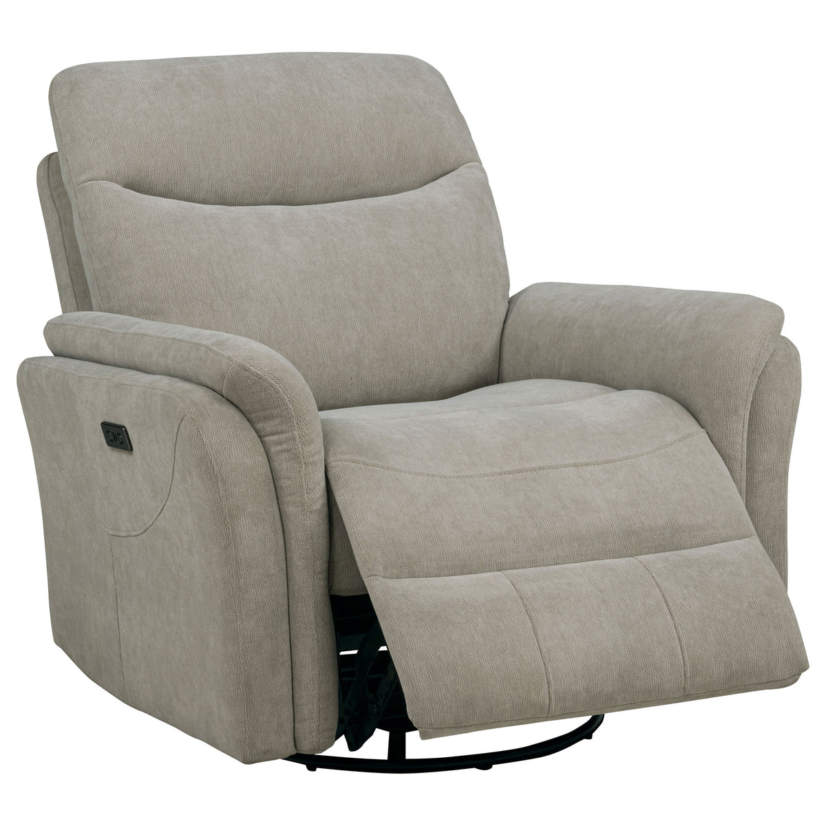 Adler - Upholstered Power Swivel Glider Recliner - Ivory