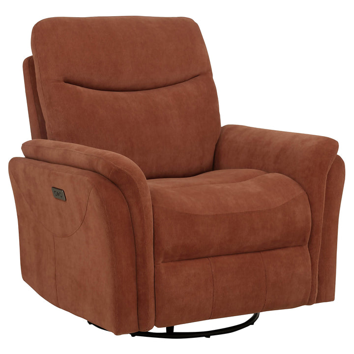 Adler - Upholstered Power Swivel Glider Recliner - Rust