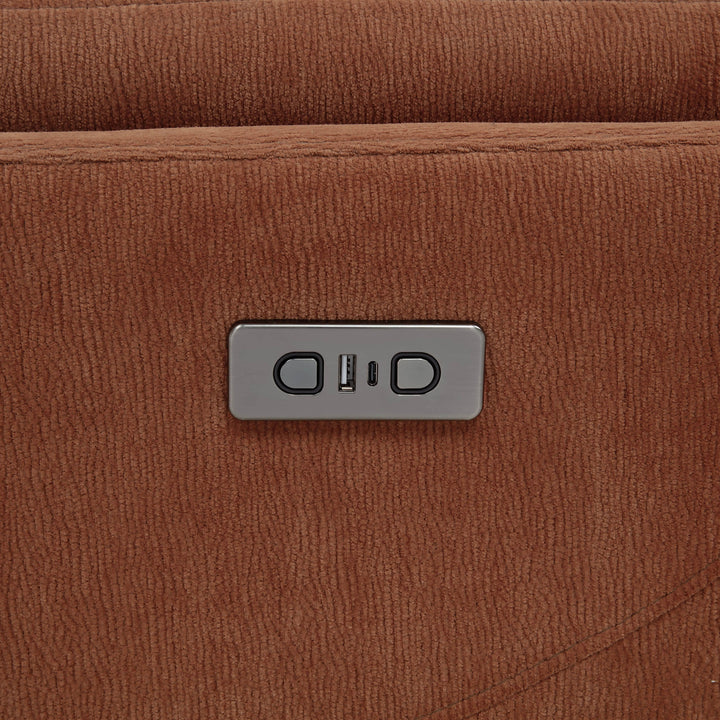 Adler - Upholstered Power Swivel Glider Recliner - Rust
