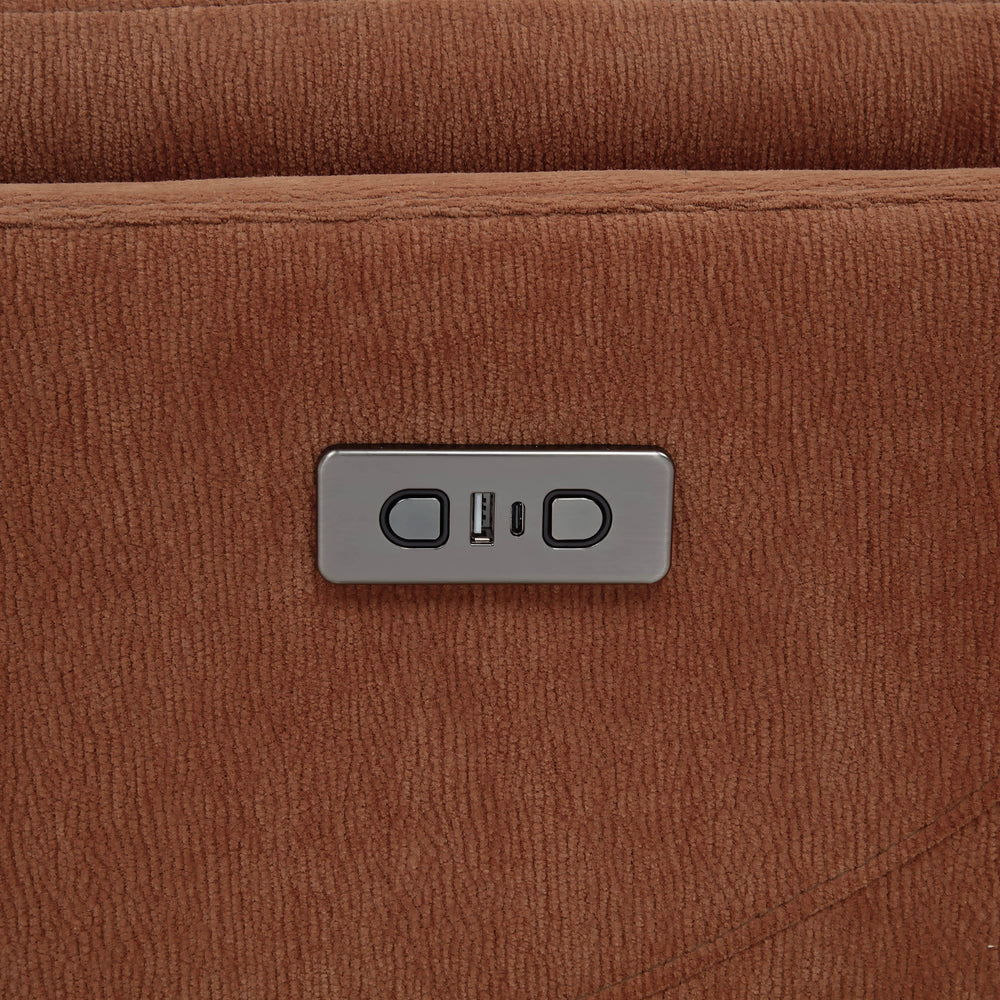 Adler - Upholstered Power Swivel Glider Recliner - Rust