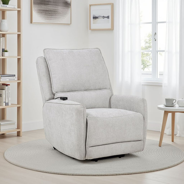 Sylmar - Chenille Upholstered Dual Power Lift Recliner - Dove Gray