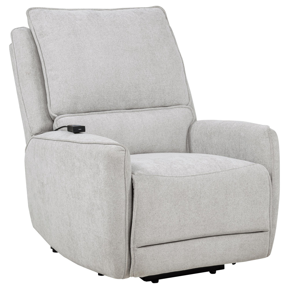 Sylmar - Chenille Upholstered Dual Power Lift Recliner - Dove Gray