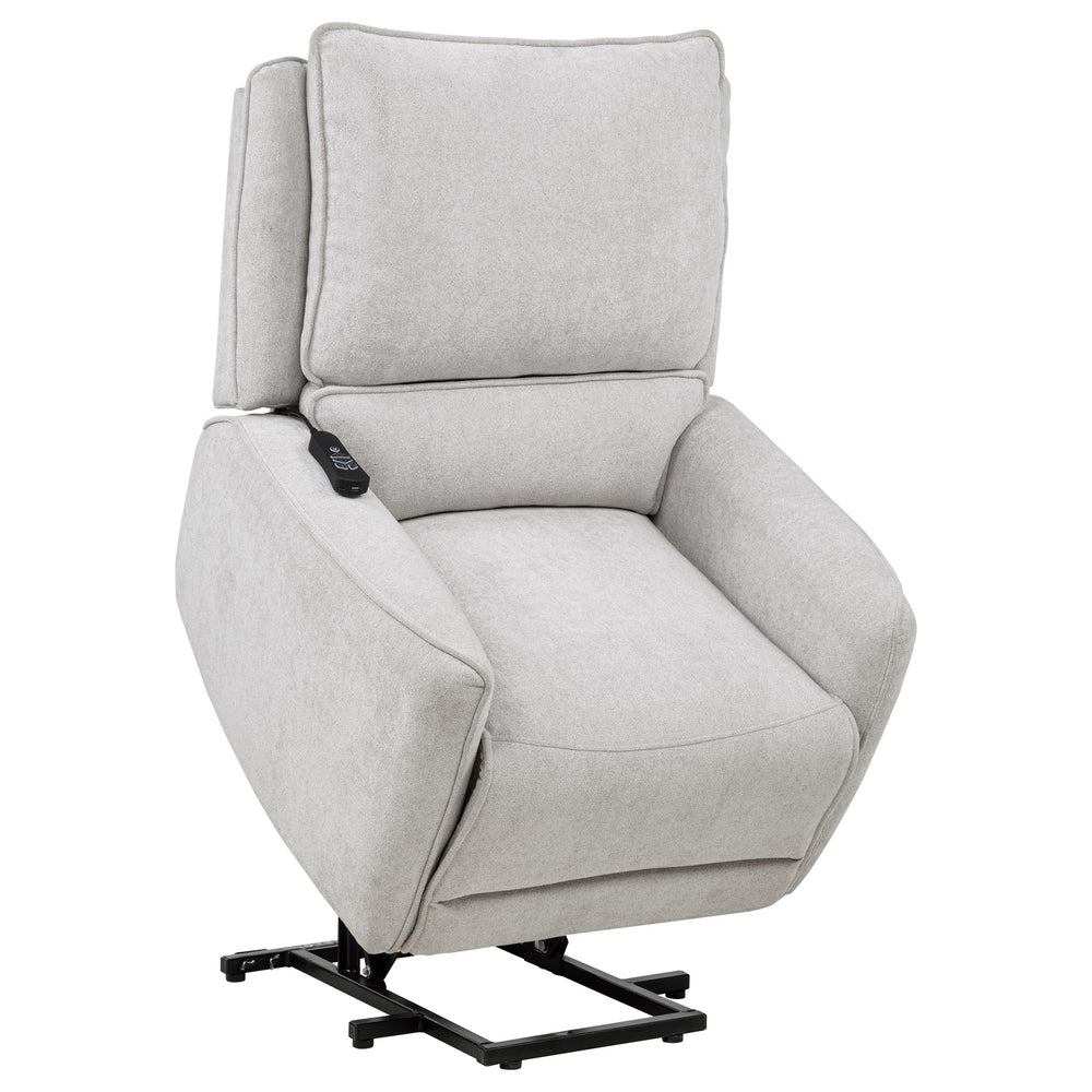 Sylmar - Chenille Upholstered Dual Power Lift Recliner - Dove Gray