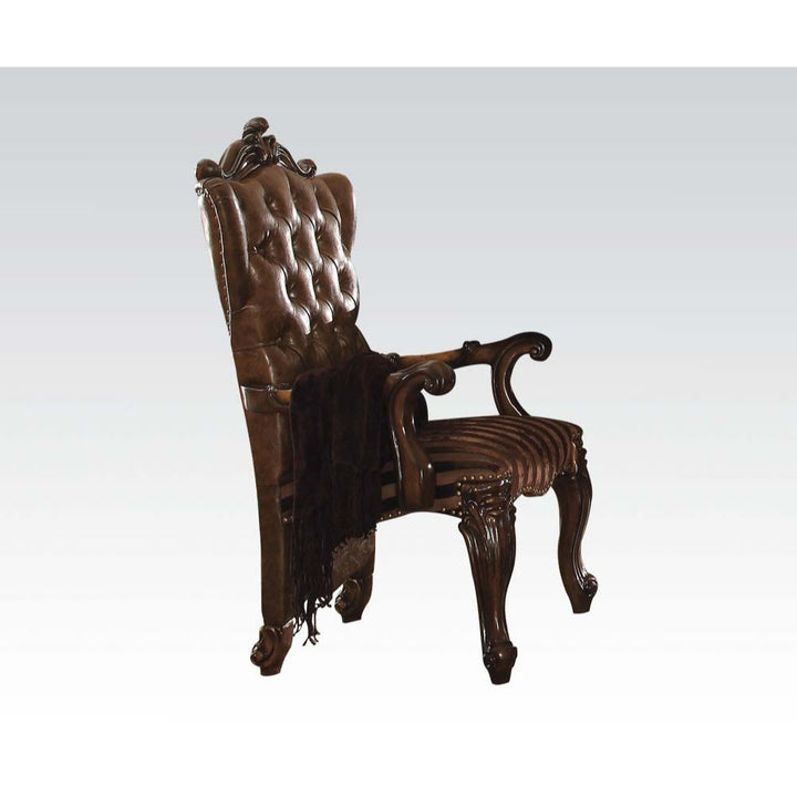 Versailles Arm Chair (Set of 2) - Two Tone Light Brown Leatherette &amp; Cherry Oak