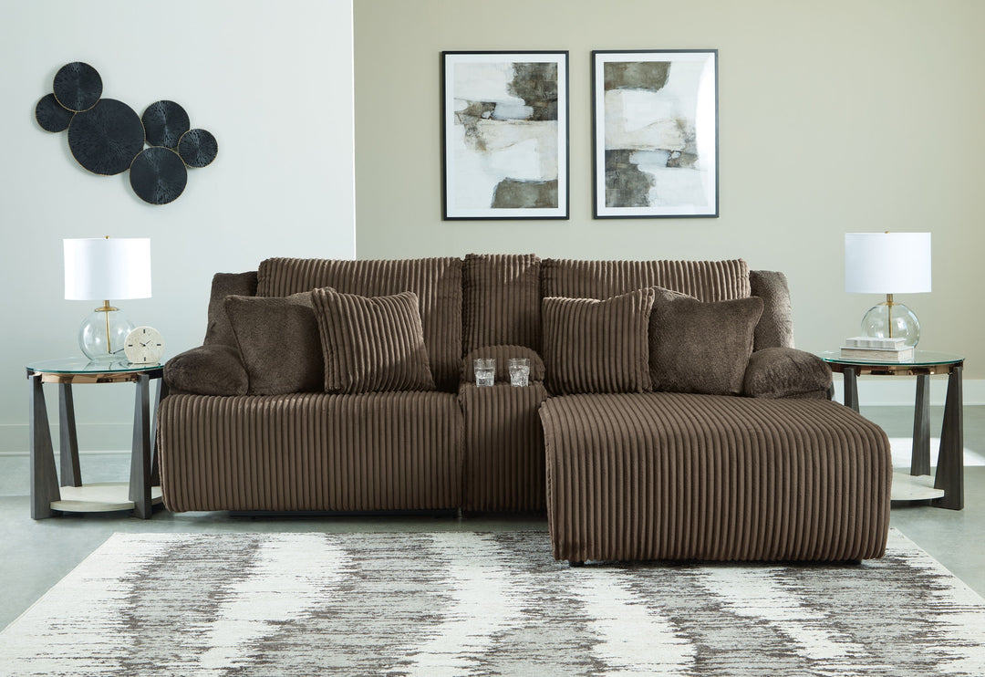 Top Tier - 3-Piece Reclining Sectional Sofa With Raf Press Back Chaise - Chocolate by Ashley Furniture product image