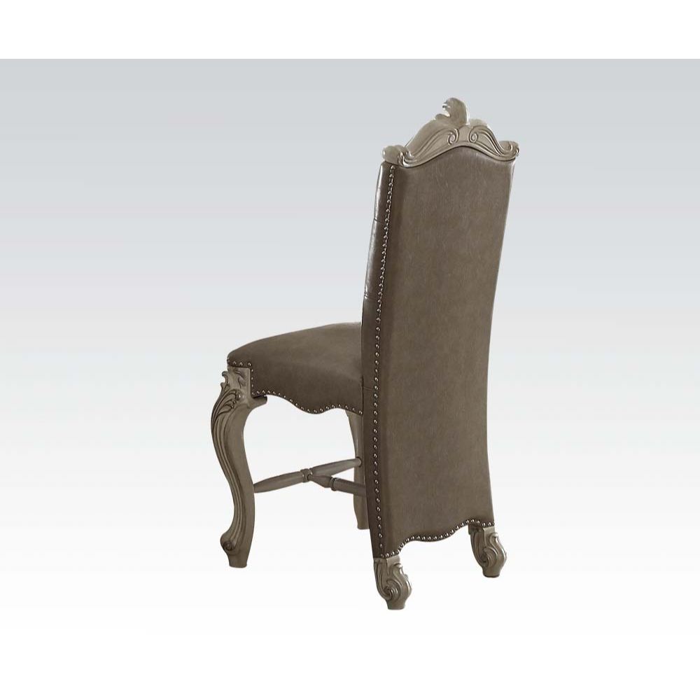 Versailles Counter Height Chair (Set-2) in Leatherette & Bone White