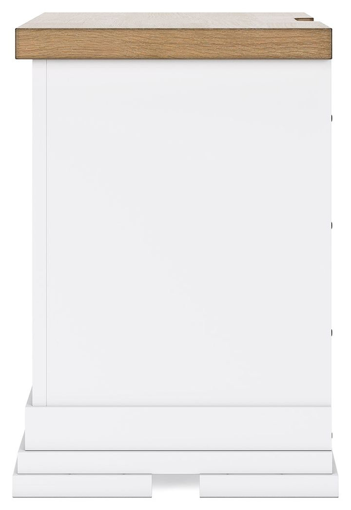 Ashbryn - Three Drawer Night Stand - White / Natural