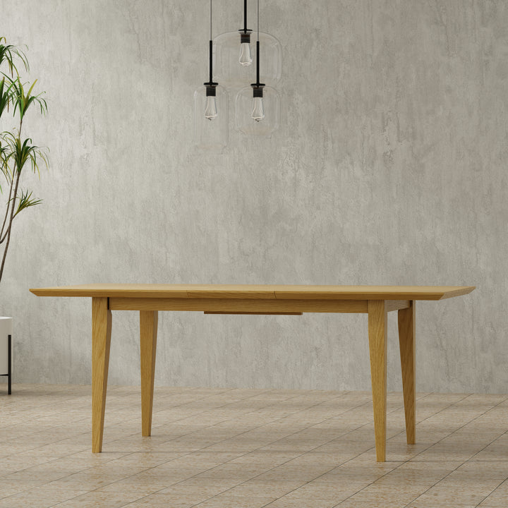 Rectangle Contemporary Extendable Dining Table in Oak