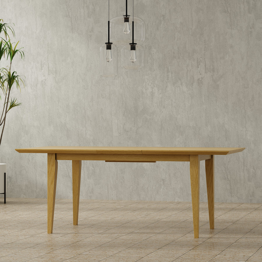 Rectangle Contemporary Extendable Dining Table in Oak