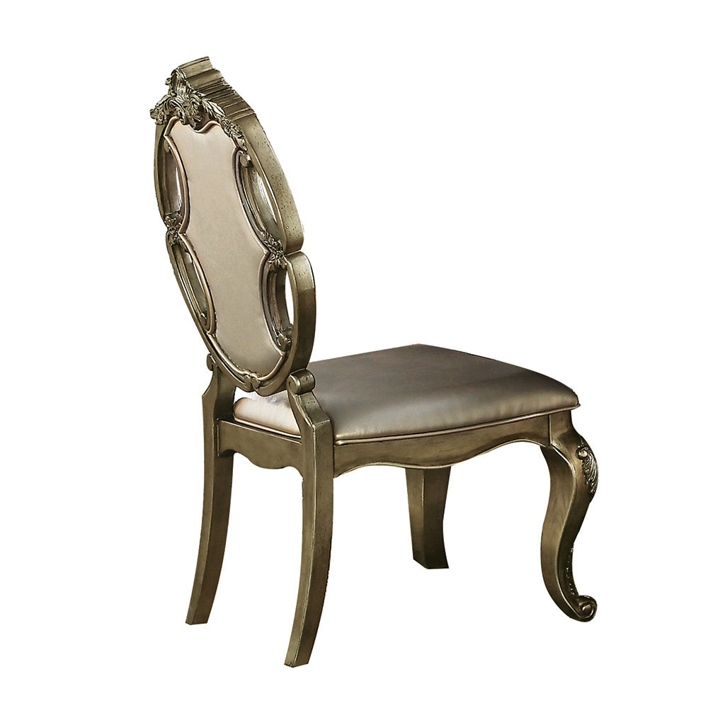 Ragenardus Side Chair (Set-2) in Vintage Synthetic Leather & Vintage Oak Finish