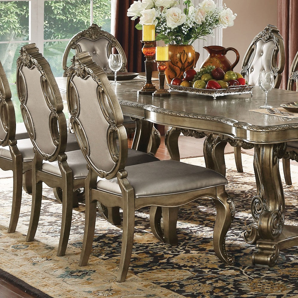 Ragenardus Side Chair (Set-2) in Vintage Synthetic Leather & Vintage Oak Finish
