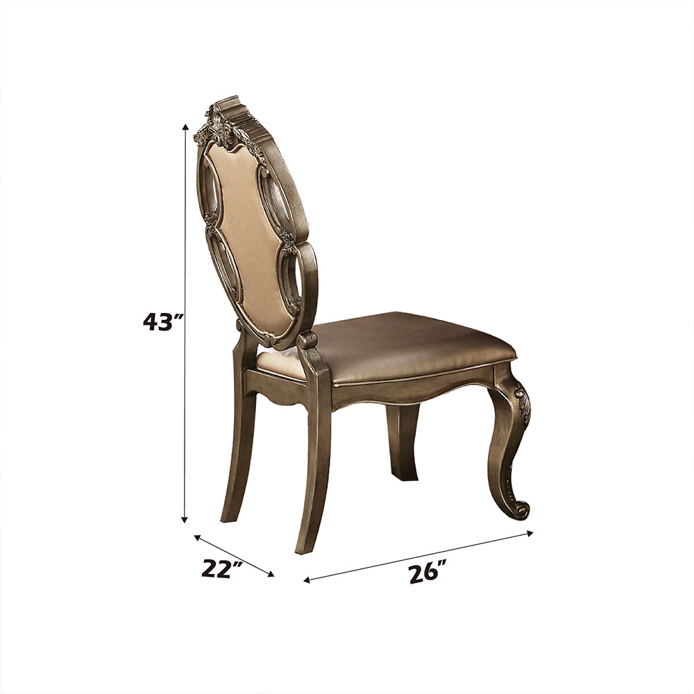 Ragenardus Side Chair (Set-2) in Vintage Synthetic Leather & Vintage Oak Finish