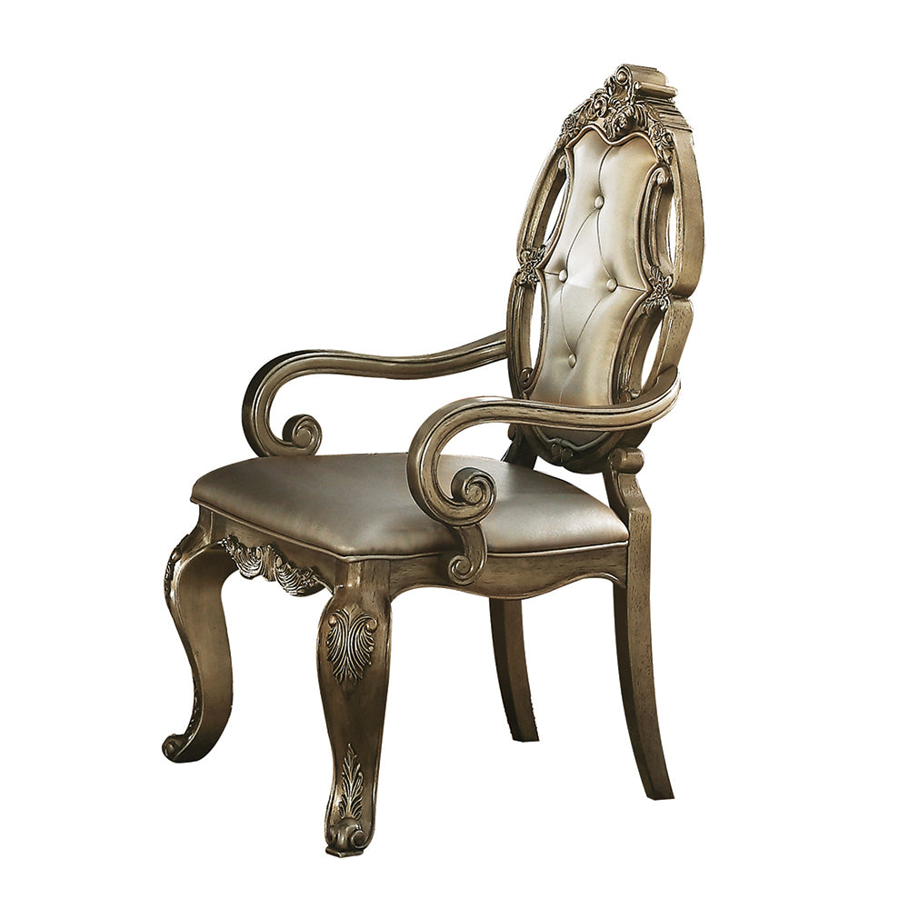Ragenardus Arm Chair (Set-2) in Vintage Synthetic Leather & Vintage Oak Finish