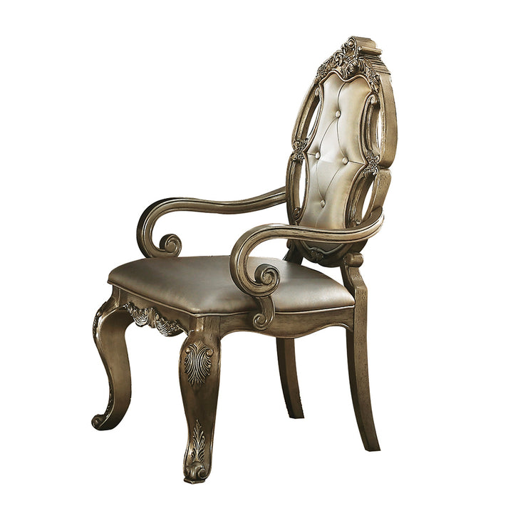 Ragenardus Arm Chair (Set-2) in Vintage Synthetic Leather &amp; Vintage Oak Finish