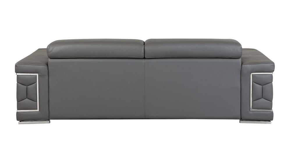 DivanItalia 692 Sofa with Adjustable Headrest in Top-Grain Italian Leather - Dark Gray