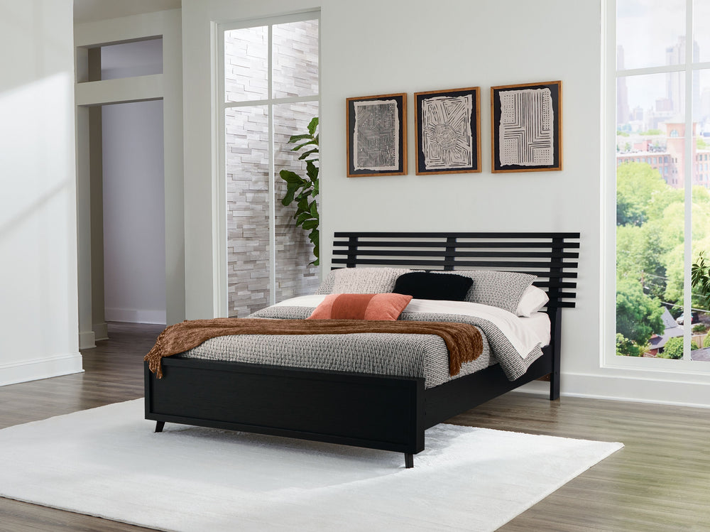 Danziar - Queen Slat Panel Bed - Black by Ashley Furniture product image