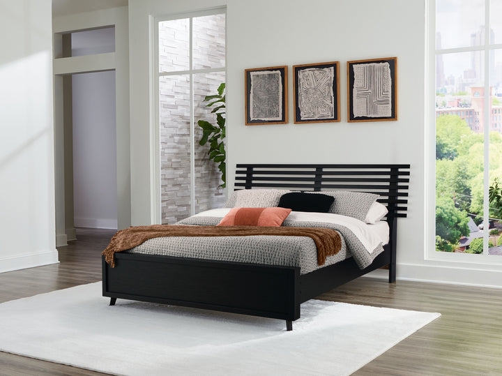 Danziar - Queen Slat Panel Bed - Black by Ashley Furniture product image