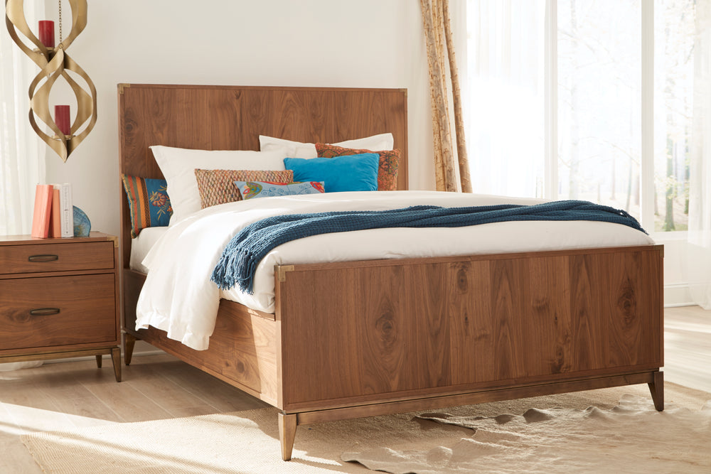 Modus Furniture 8N16F4 Adler Wood Panel Bed In Natural Walnut