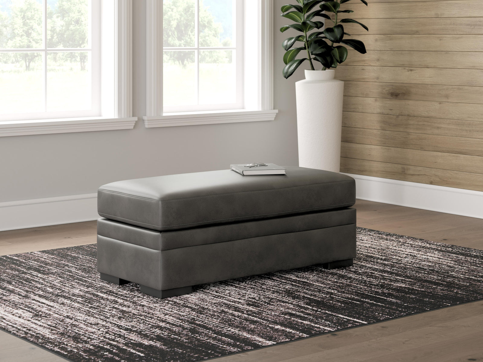Lofton-Pike Oversized Accent Ottoman - Black (2)