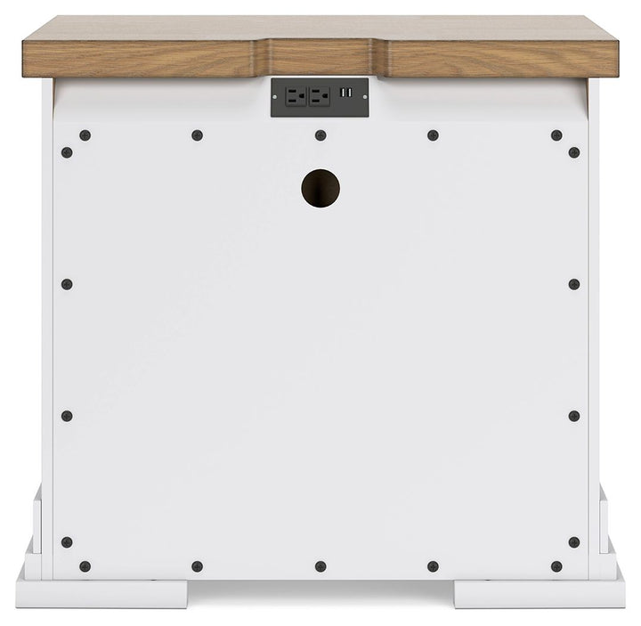 Ashbryn - Three Drawer Night Stand - White / Natural