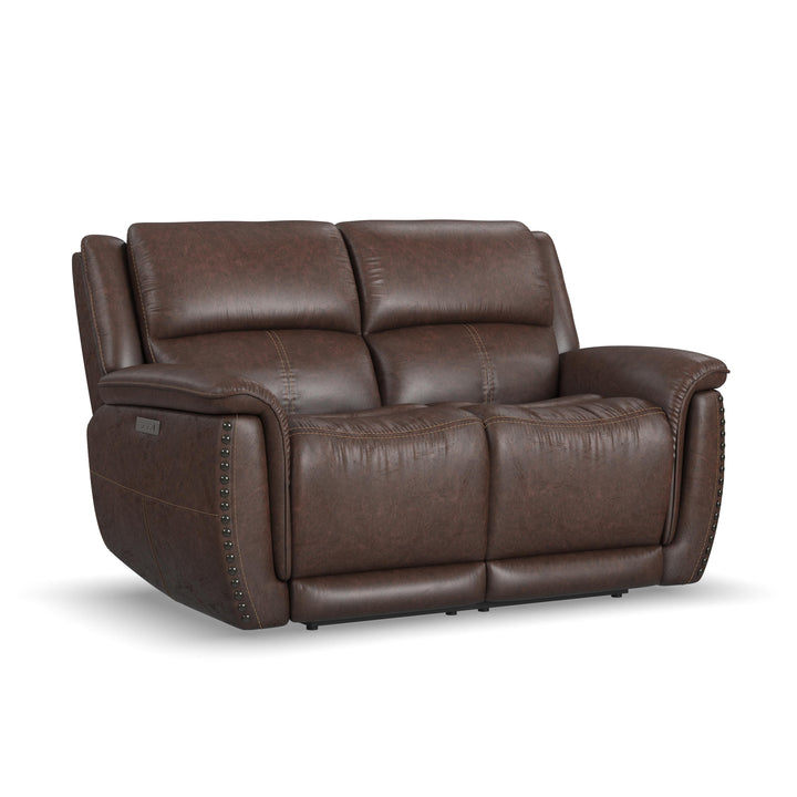 Beau Fabric Power Reclining Loveseat with Power Headrests in Sable