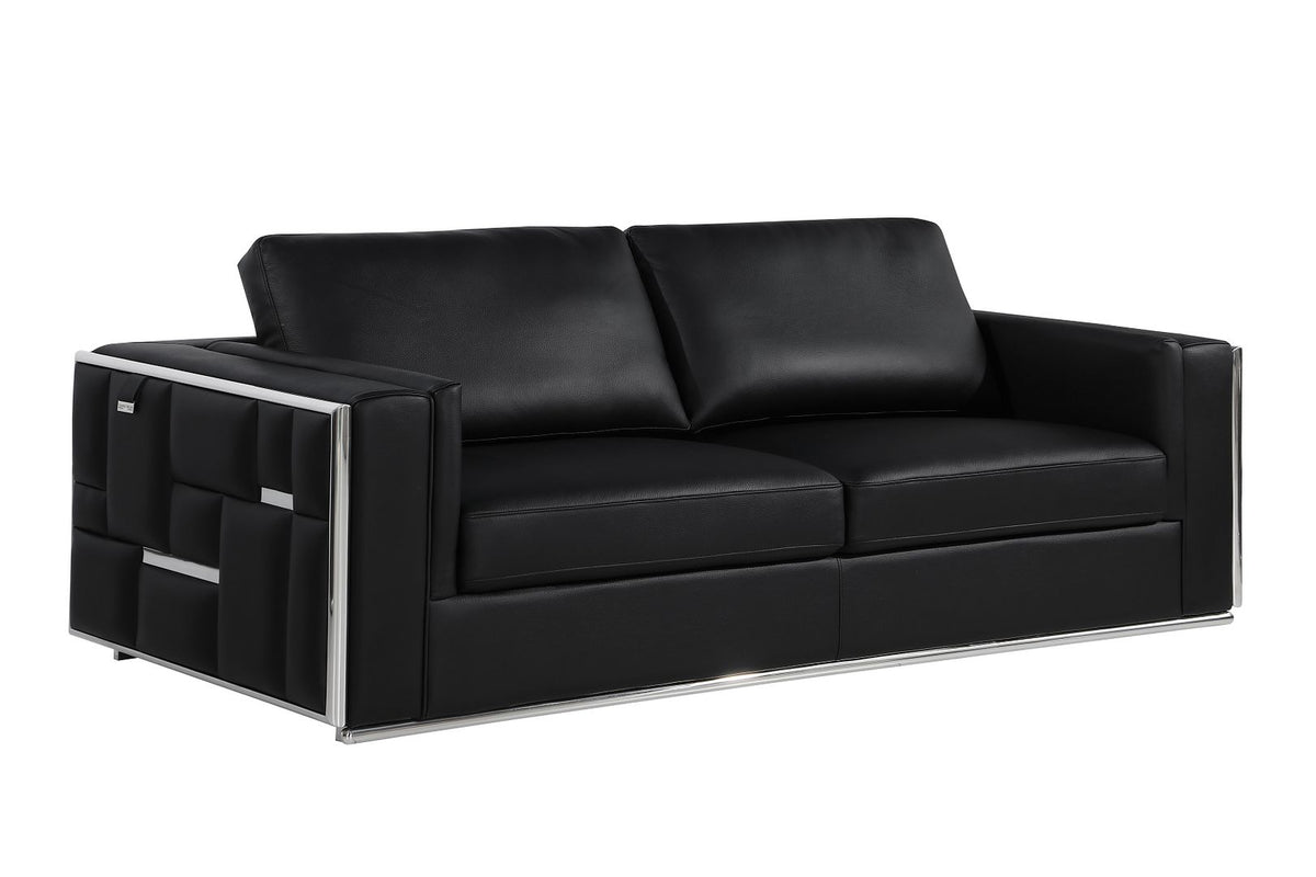DivanItalia 1130 Sofa in Top-Grain Italian Leather - Black