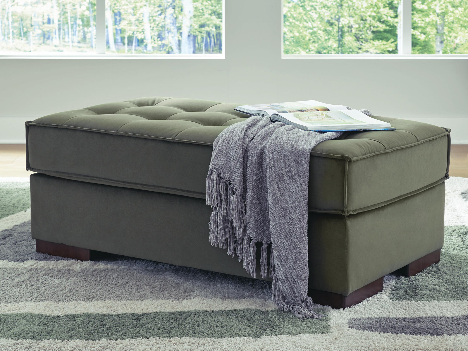 Caspian-Town Oversized Accent Ottoman - Green (2)
