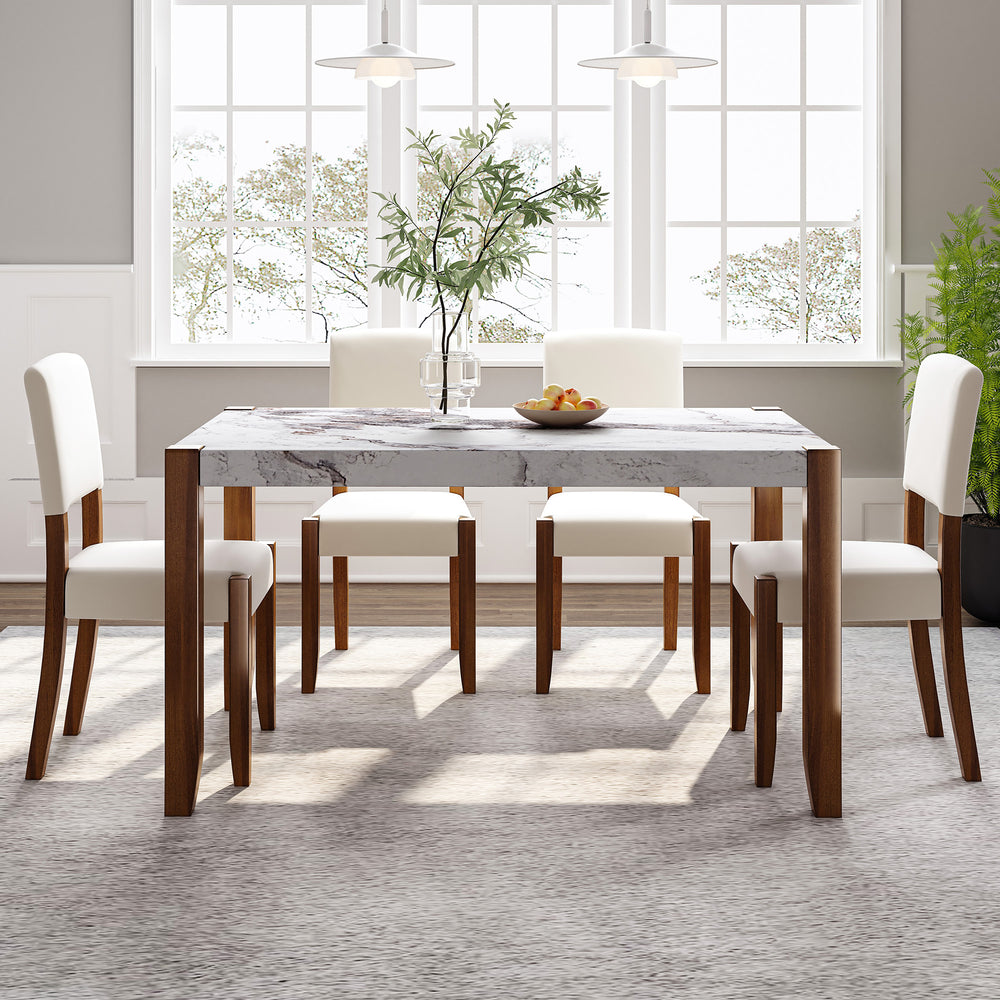 5-piece-faux-marble-dining-table-set-with-rubberwood-legs