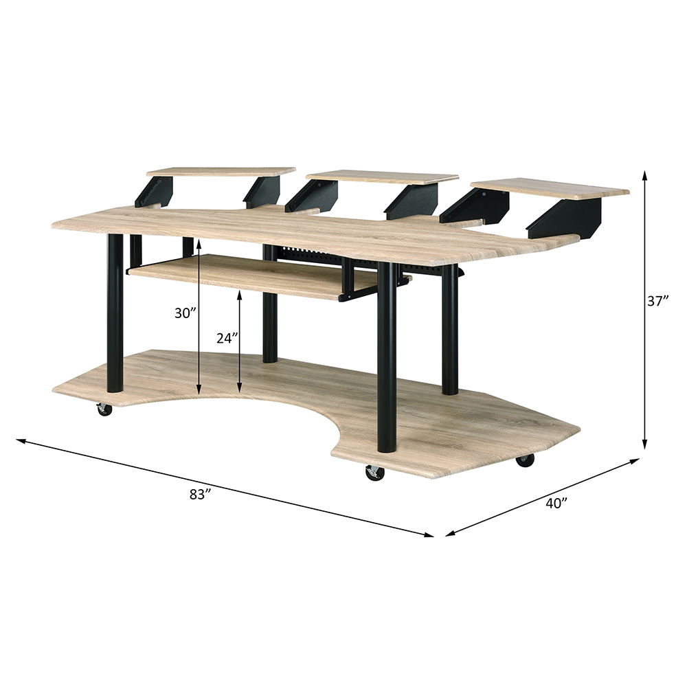 Eleazar - 83" Music Studio Desk - Natural Oak