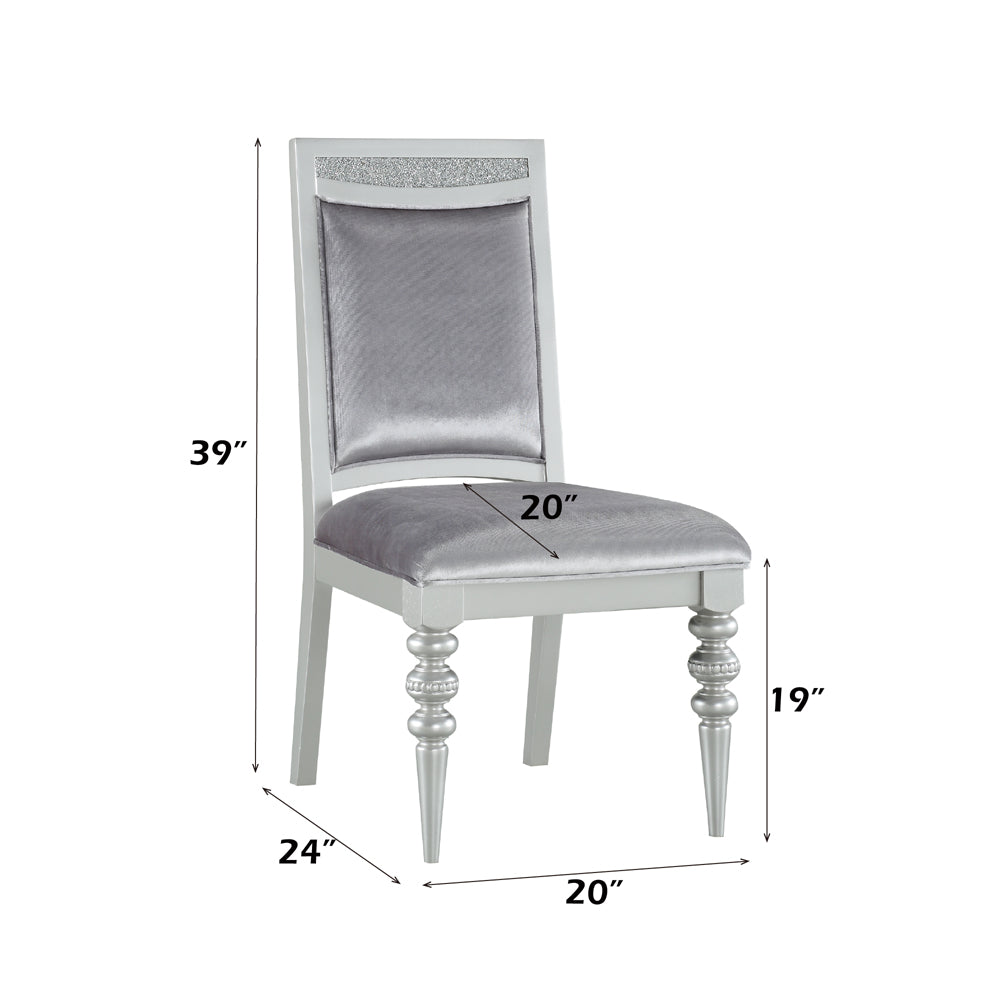 Maverick Side Chair (Set-2) in Fabric & Platinum Finish - dimensions