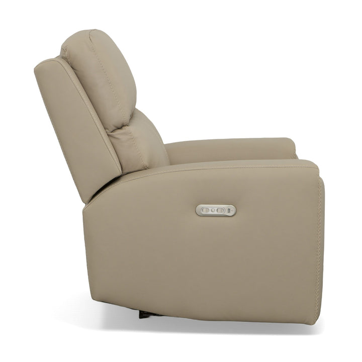 Jarvis Leather Power Recliner with Power Headrest in Parchment