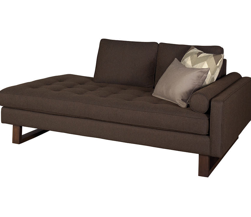 Custom modern sofa with track arms and button tufting