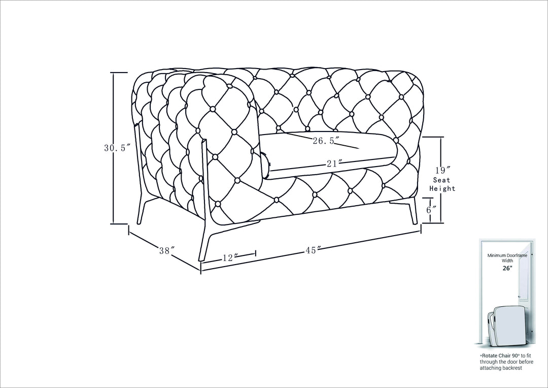 DivanItalia 970 Italian Leather Beige Chair