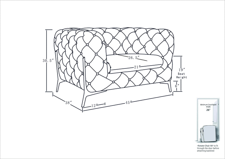 DivanItalia 970 Italian Leather Beige Chair