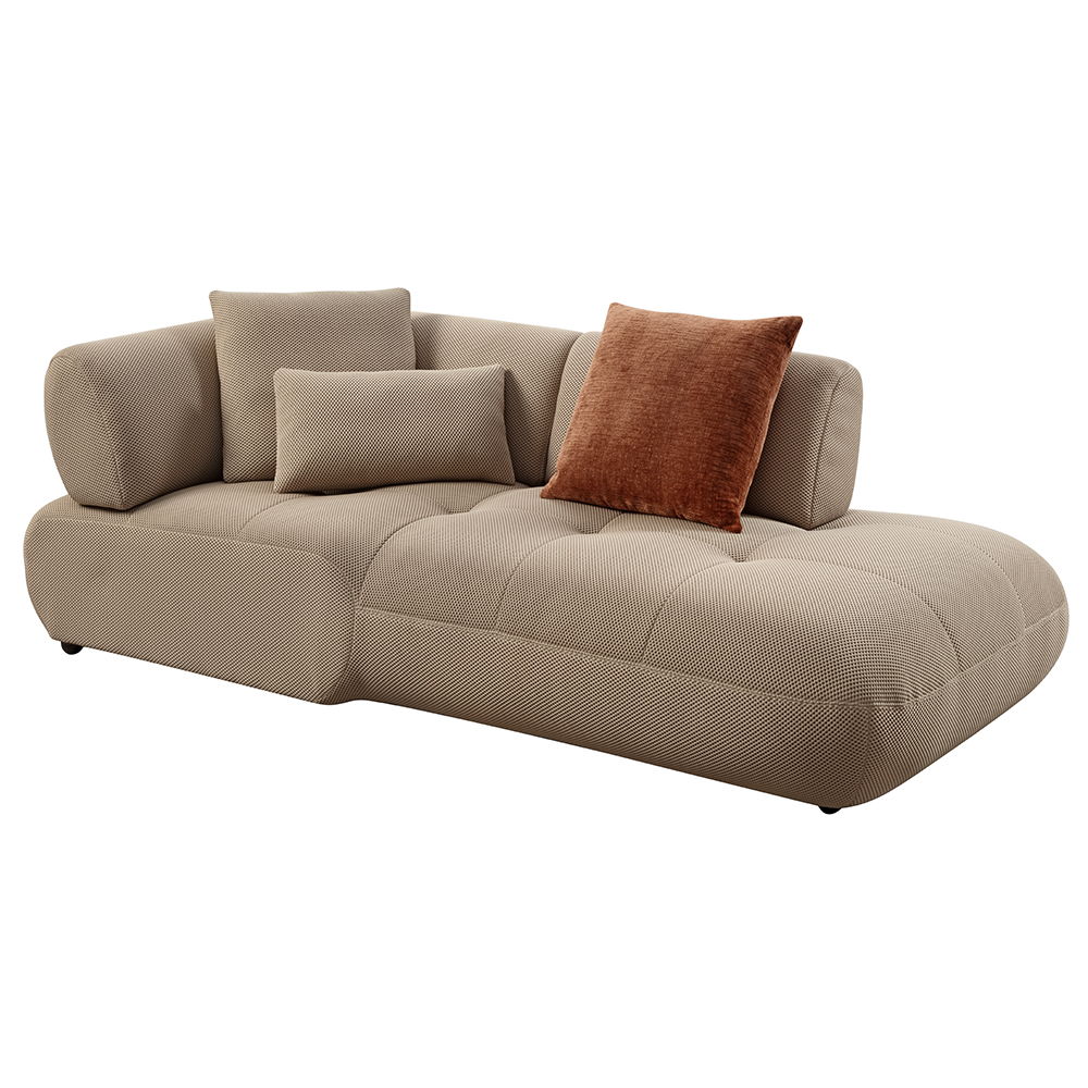 Carrick - Sectional Sofa With 6 Pillows - Beige Sandwich Mesh Fabric