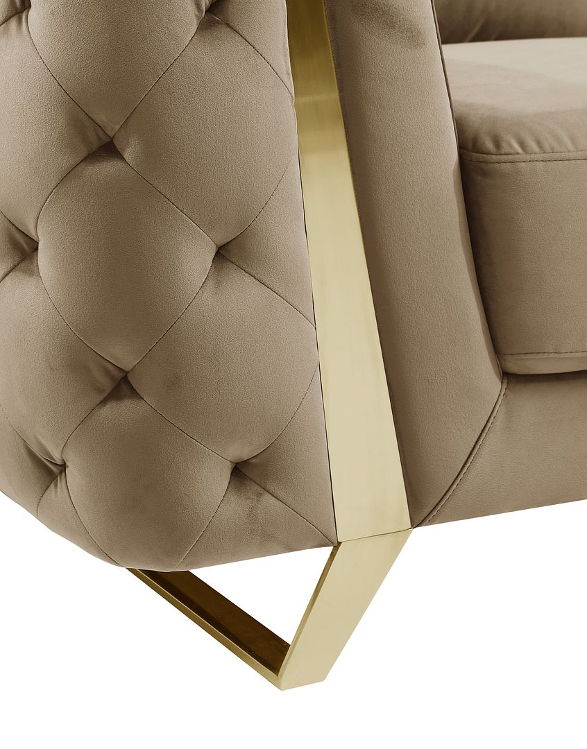 DivanItalia 1051 Loveseat in Velvet Fabric - Cream