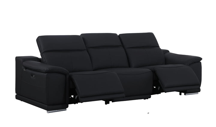 DivanItalia 9762 3-Piece Modular Power Reclining Sofa with 2 Power Recliners in Top Grain Italian Leather - Black
