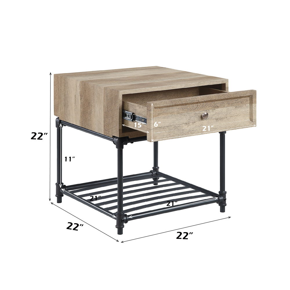 Brantley II - End Table - Oak & Sandy Black