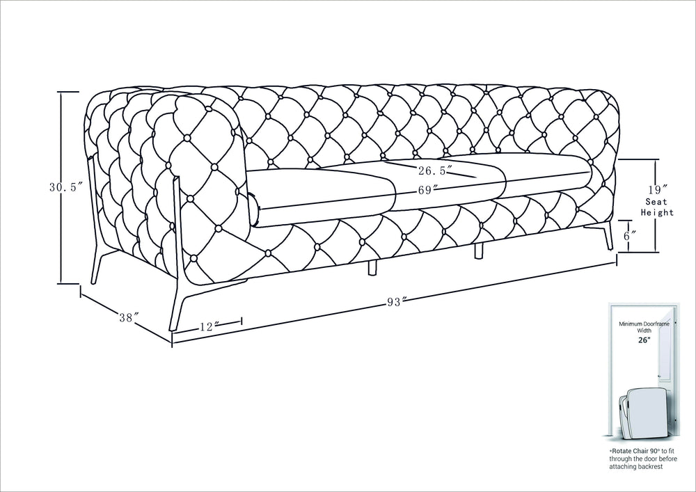 DivanItalia 970 Italian Leather Black Sofa - alternate view 5