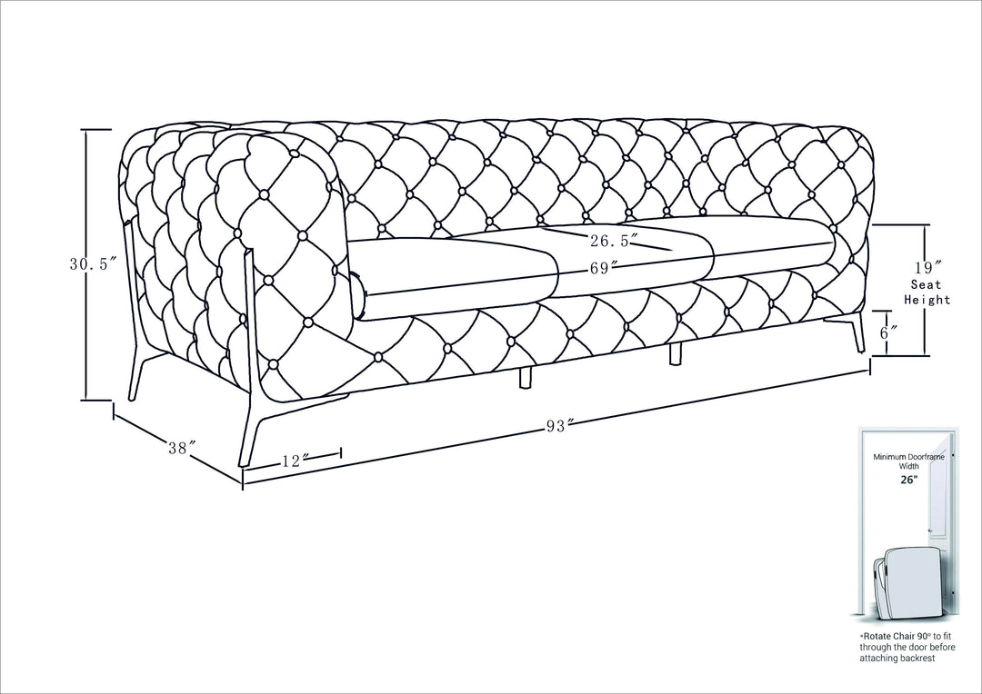 DivanItalia 970 Italian Leather Black Sofa