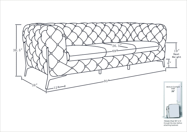 DivanItalia 970 Italian Leather Black Sofa