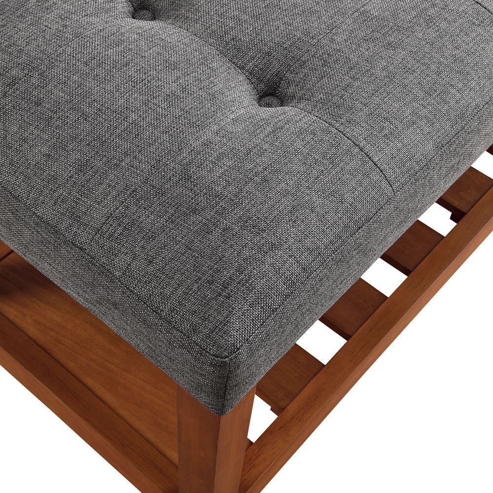 Charla - Bench - Gray Fabric & Oak