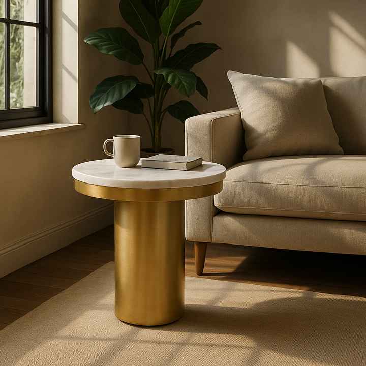 Rocky - Glam White  and  Gold End Table