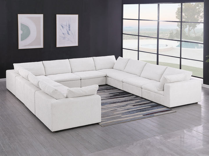 DivanItalia 1100 10-Piece U-Shaped Sectional in Top-Grain Italian Leather - Pearl