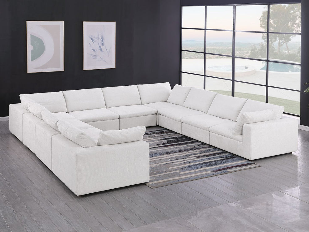 DivanItalia 1100 10-Piece U-Shaped Sectional in Top-Grain Italian Leather - Pearl