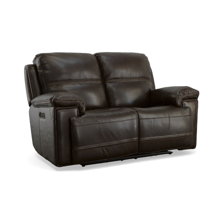 Fenwick Leather Power Reclining Loveseat with Power Headrests in Dark Chocolate